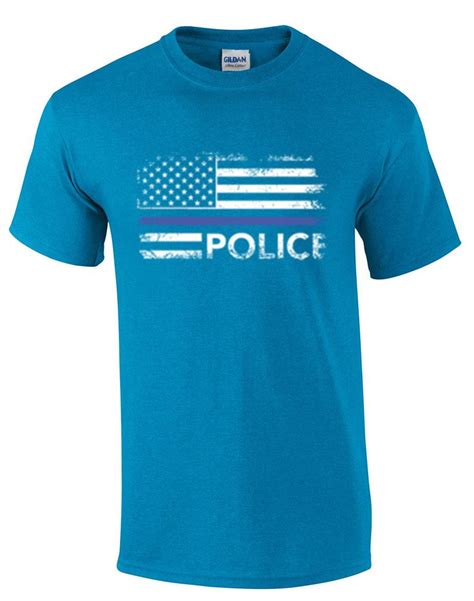 Distressed Police Blue Line Flag Law Enforcement T-Shirt | eBay