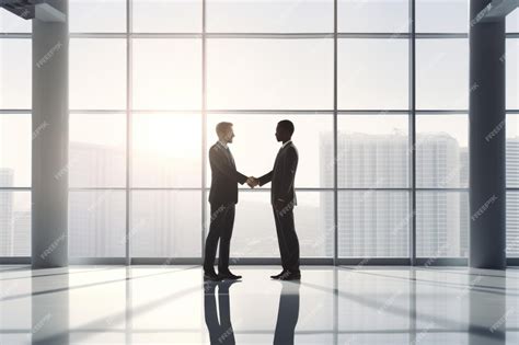 Premium AI Image | silhouette of businessmen shaking hands in an office ...