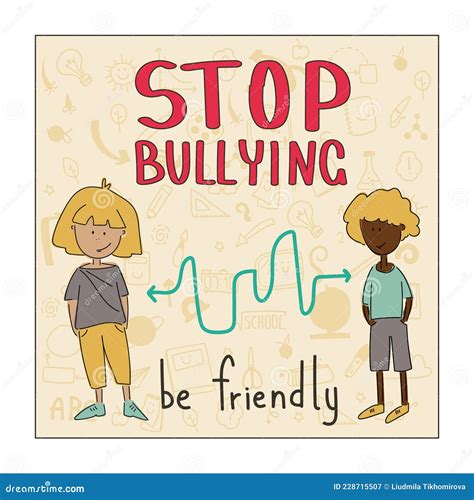 Stop Bullying at School Posters. Stock Vector - Illustration of student, school: 228715507