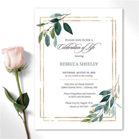 Digital Celebration of Life Invitation Greenery For A Memorial