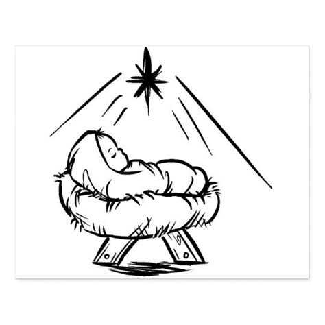 Baby Jesus in a manger pattern art stamp | Zazzle.com | Jesus in a manger, Christmas drawing ...