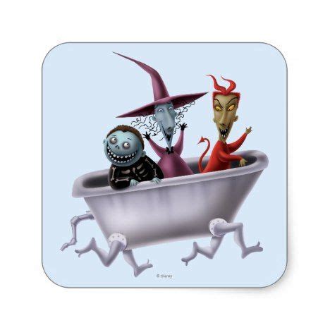 Oogie's Boys | Lock, Shock & Barrel in Bathtub Square Sticker | Zazzle.com | Nightmare before ...