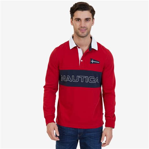 Nautica - Nautica Men's Slim Fit Heritage Chest Logo Long Sleeve Polo Shirt | Nautica Red Large ...