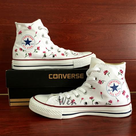 Floral Flower Converse All Star Hand Painted Canvas Shoes Design Unisex Sneakers - Fashion