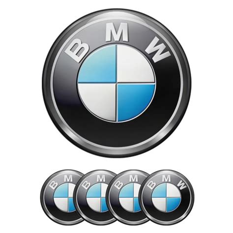 BMW Emblem for Center Wheel Caps Black Silver Circle | Wheel Emblems ...