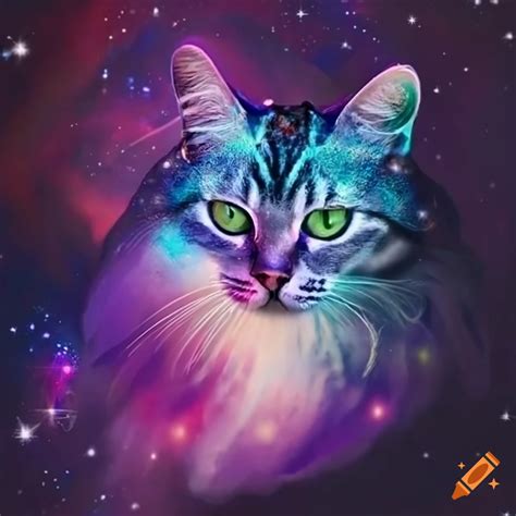 Ethereal tabby cat in infinite space on Craiyon