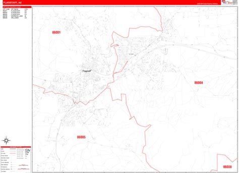 Flagstaff Arizona Zip Code Wall Map (Red Line Style) by MarketMAPS - MapSales