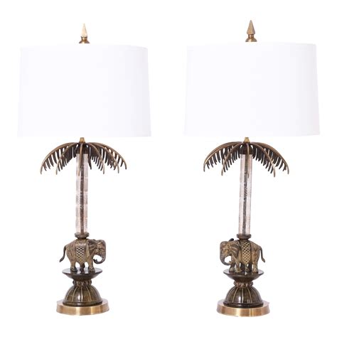 Pair of Vintage British Colonial Style Table Lamps With Elephants ...