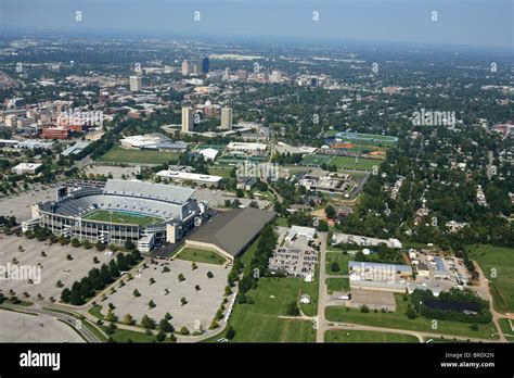 Aerial view of some of the university of Kentucky campus and athletic ...