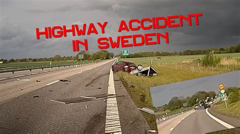 Highway car accident, Mercedes hits trailer in high speed - E22, Sweden, outside Hörby - YouTube