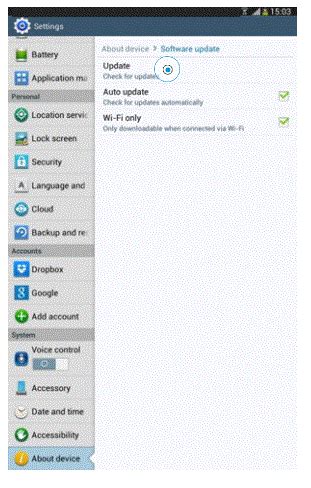 Samsung Galaxy Tab 3 - Update software