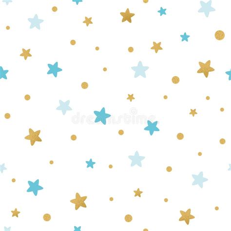 Blue Gold Star Baby Seamless Pattern Holiday Baby Shower Background ...