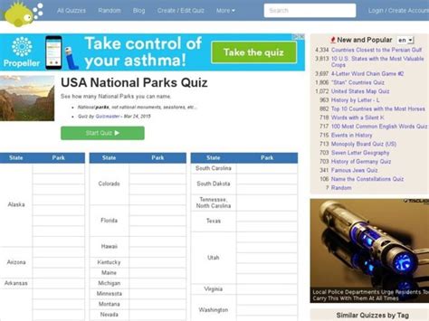 USA National Parks Quiz Interactive for 7th - 12th Grade | Lesson Planet