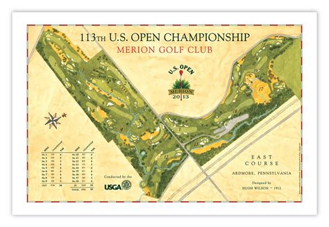 Signed 2013 U.S. Open Course Map of Merion Golf Club