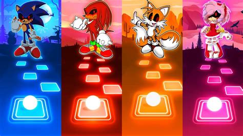 Sonic Exe vs Knuckles Exe vs Tails Exe vs Amy Exe - Tiles Hop EDM Rush - YouTube