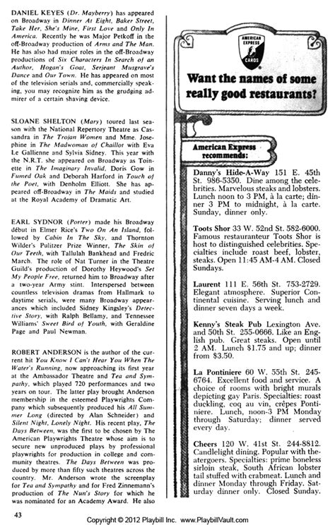 I Never Sang for My Father (Broadway, Longacre Theatre, 1968) | Playbill