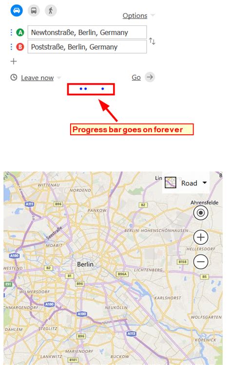 Bing Maps Directions not working: Shows progress bar forever - Stack Overflow