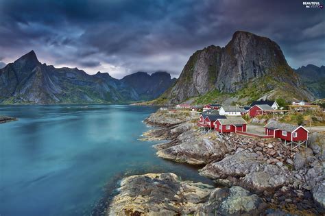 Houses, lake, Norway, Mountains - Beautiful views wallpapers: 2048x1365