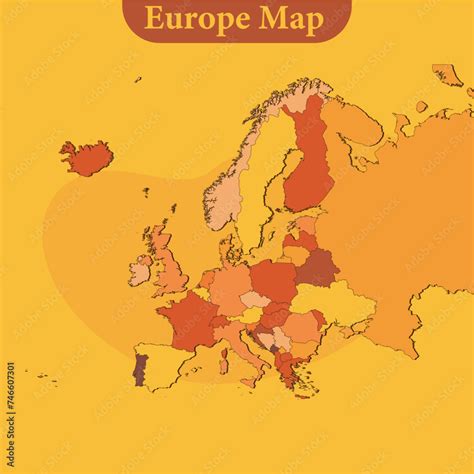 National map of Europe map vector with regions and cities lines and ...