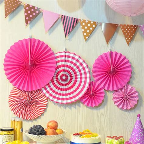 6Pcs/set Colorful Wheel Tissue Paper Fans Flowers Wedding Decoration Birthday Party Decorations ...