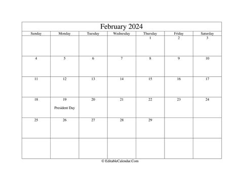 Editable Calendar 2024