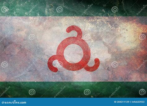 Retro Flag Of Northeast Caucasian Caspian Ingush People With Grunge Texture. Flag Representing ...