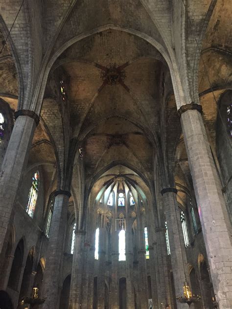 The breathtaking arches inside the Santa Maria del Mar cathedral are a perfect example of gothic ...