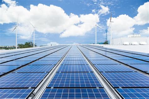 Solar Panels on Factory Roof Stock Photo - Image of electric, building: 88795836