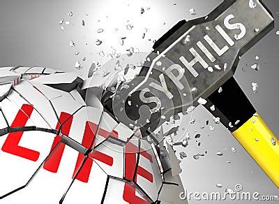 Syphilis And Destruction Of Health And Life - Symbolized By Word Syphilis And A Hammer To Show ...