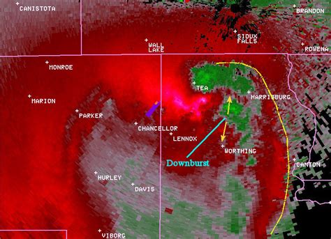 Radar Examination of Downburst Near Tea, South Dakota - August 18, 2006