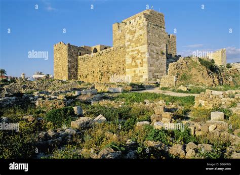 Crusaders´ Castle. Byblos, archaeological site. Lebanon Stock Photo ...