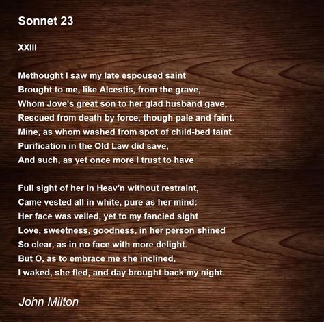 Sonnet 23 Poem by John Milton - Poem Hunter