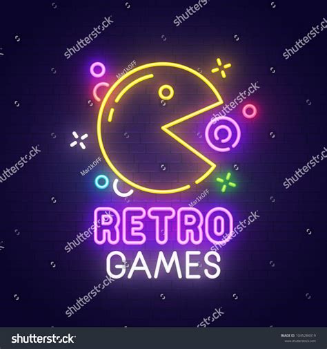 Signo de neón de juegos retro,: vector de stock (libre de regalías ...