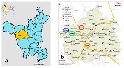 Geographical representation of Hisar district (a) in Haryana, India and... | Download Scientific ...