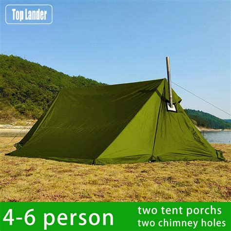 4 Person Tents for Camping Waterproof with Two Porch Hot Tent Bushcraft ...