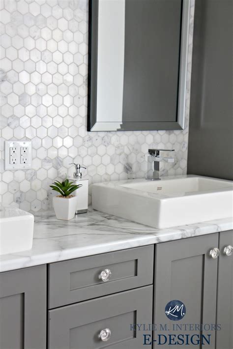 Bathroom countertop Formica calacatta marble laminate, hexagon tile and ...