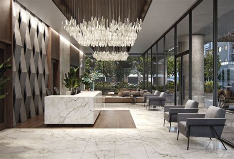 modern lobby apartment on Behance | Decoración de unas, Diseño del hall de entrada, Vestíbulo ...