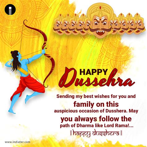 Free Happy Dussehra Greeting Card With Nice Quote - Indiater