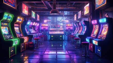 Premium AI Image | Arcade room with retro neon lights Generative Ai