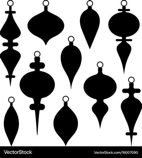 Black silhouette christmas ornament clipart Vector Image