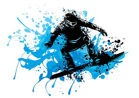 Silhouette of a snowboarder jumping. Vector illustration Digital Art by ...