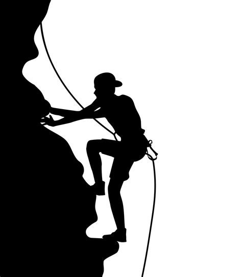 Rock climbing climber silhouette. Mountain climber, adventure, hiking ...