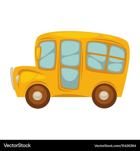 Cartoon yellow bus with big windows islated Vector Image