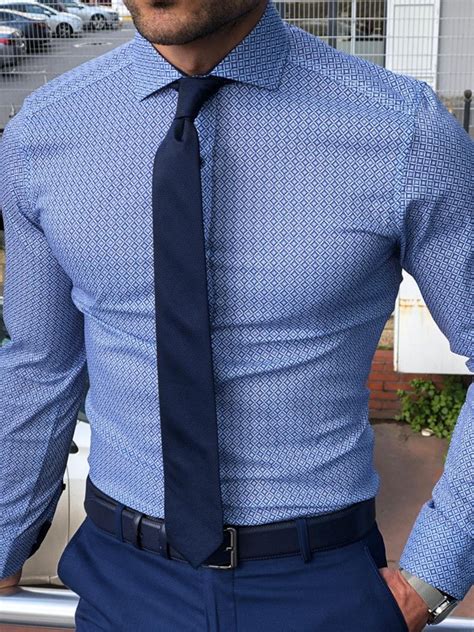 Buy Blue Slim Fit Dress Shirt by GentWith.com with Free Shipping