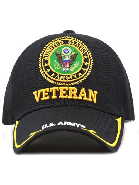 Military Licensed 3D Embroidered Veteran Baseball Cap - Black-u.s. Army ...