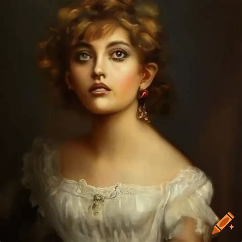 Haunting victorian oil painting of paris jackson in a white dress on Craiyon