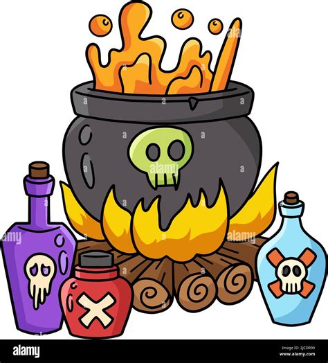 Witch Cauldron Halloween Cartoon Colored Clipart Stock Vector Image & Art - Alamy