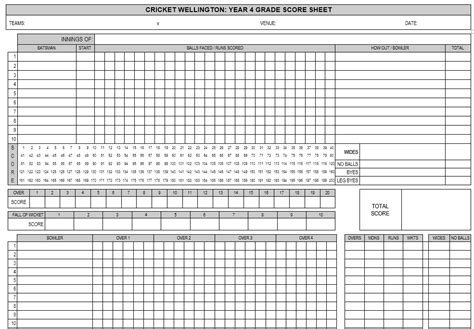 11 Free Sample Cricket Score Sheet Templates - Printable Samples