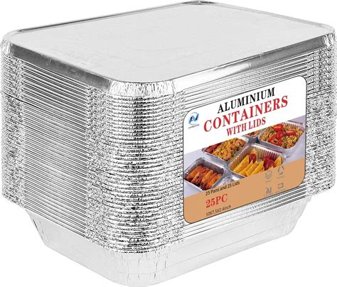 Amazon.com: Foil Pans with Lids 10x7.5 - Aluminum Pans with Covers - 25 Foil Pans and 25 Foil ...