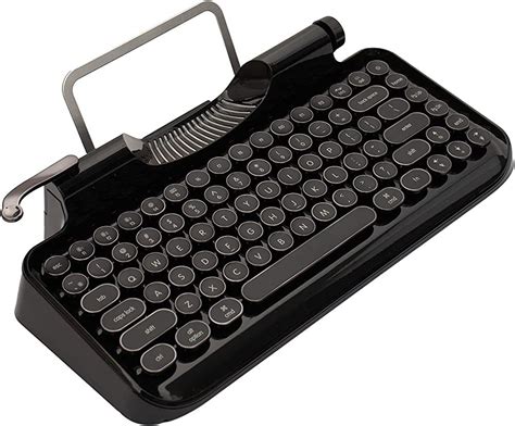 Andana Rymek Typewriter Style Mechanical Wired & Wireless Keyboard with Tablet Stand, Bluetooth ...